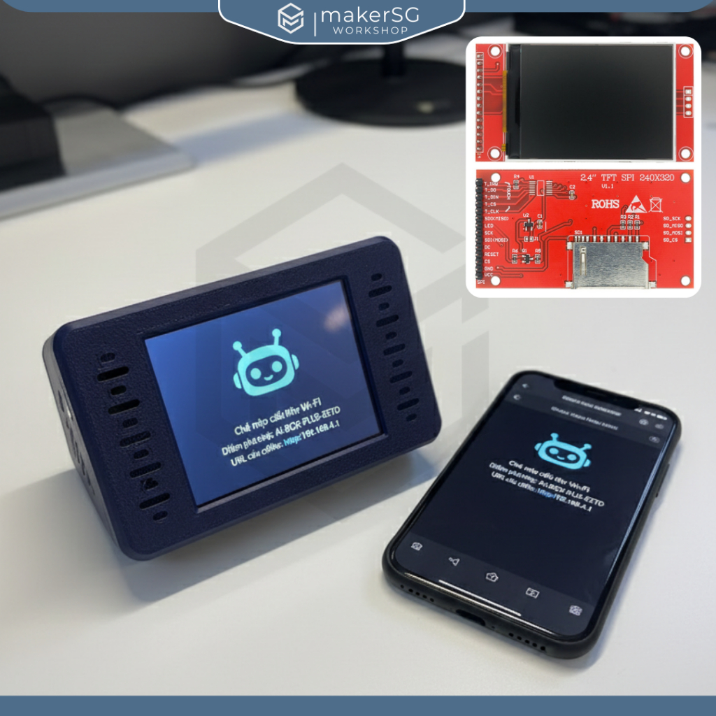 Hộp nhựa in 3D để bàn cho module màn hình 2.4 inch | Chatbot AI xiaozhi STEM | Makersg linh kiện