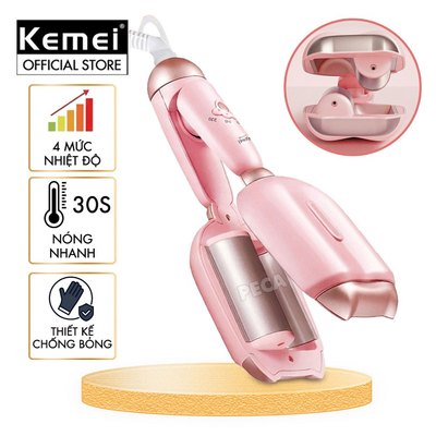 Máy uốn tóc sóng nước KEMEI KM-1233 tạo kiểu Hippie cá tính 4 mức nhiệt độ, size uốn 32mm - Chính hãng