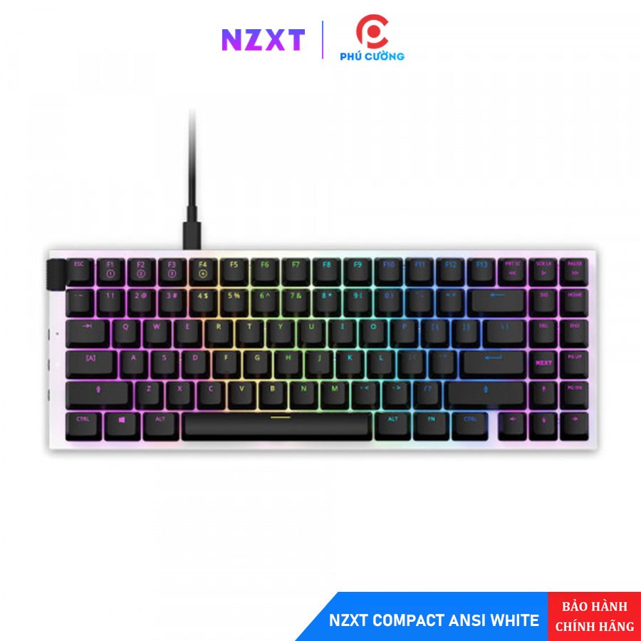 Bàn Phím Cơ NZXT Function TKL White - Red Switch, Hot-Swap, Led RGB, KB-175US-WR Chính Hãng