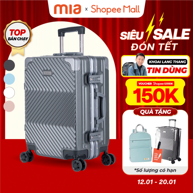 [🔥TOP BÁN CHẠY] Vali Khoá Khung MIAvn Pisani X9 - Size 20/24/28, Nhựa PC Cao Cấp, Khoá Khung Bảo Mật