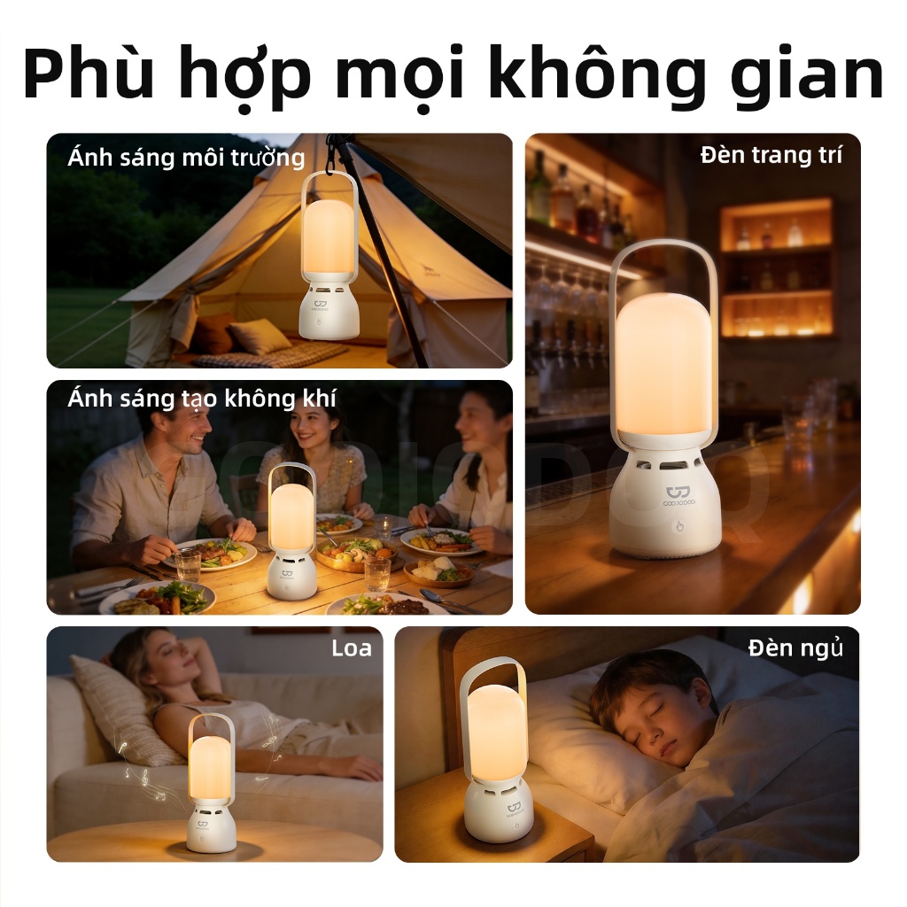 Loa Bluetooth di động Goojodoq TWS với đèn ngủ 2 trong 1,điều khiển cảm ứng 3 cấp độ,thời lượng pin | BigBuy360 - bigbuy360.vn