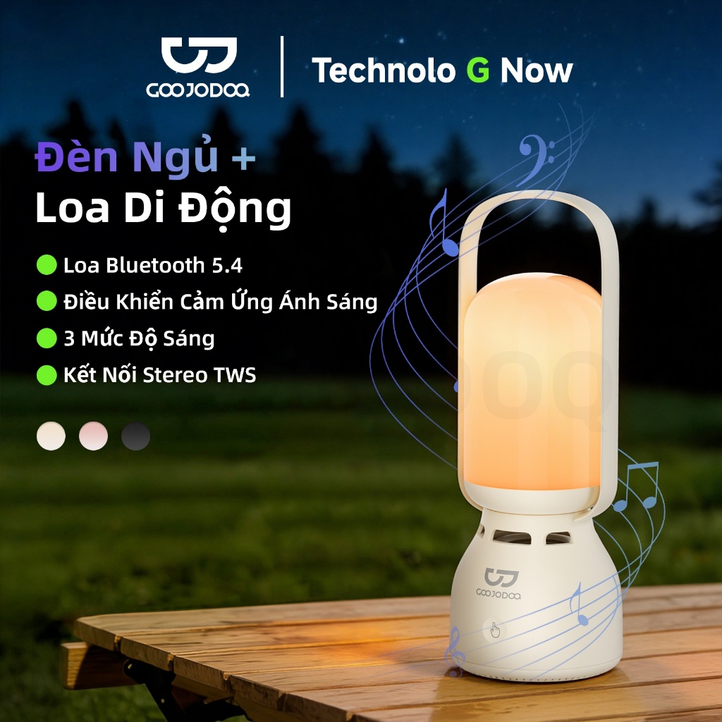 Loa Bluetooth di động Goojodoq TWS với đèn ngủ 2 trong 1,điều khiển cảm ứng 3 cấp độ,thời lượng pin | BigBuy360 - bigbuy360.vn