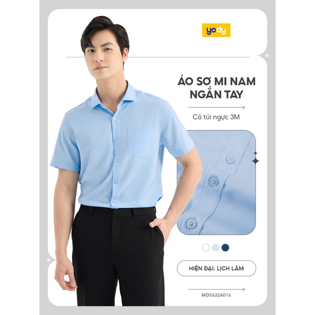 Áo Sơ mi Nam YODY Ngắn Tay Nam có túi ngực 3M TRA - MOSS25A016 | BigBuy360 - bigbuy360.vn