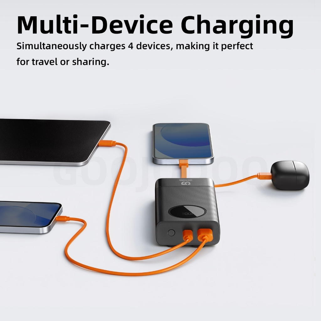 Sạc dự phòng Goojodoq 20000mAh, sạc nhanh 22.5W, cáp sạc tích hợp, màn hình LED hiển thị kỹ thuật số | BigBuy360 - bigbuy360.vn