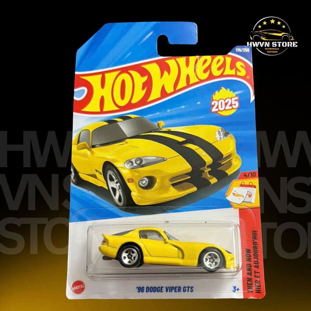 Xe mô hình Hotwheels '96 Dodge Viper GTS màu vàng
