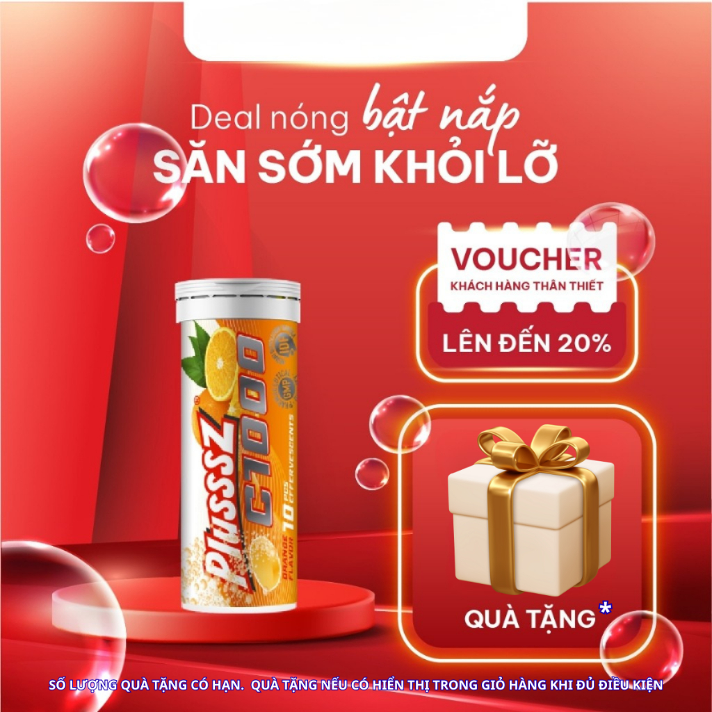 Tuýp 10 viên sủi 4g bổ sung vitaminC Plusssz C1000 hỗ trợ tăng đề kháng - hàng nhập chính hãng