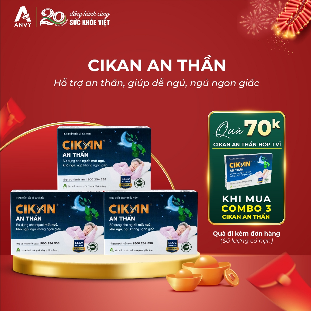 [CÓ QUÀ] - Combo Cikan An Thần - Hỗ trợ giảm mất ngủ, ngủ không sâu giấc, lo âu, căng thẳng