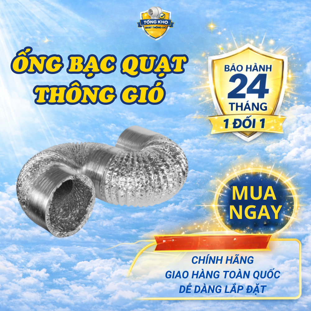 NEFA Ống gió nhôm bạc mềm 2m, lắp hút mùi bếp – hút khói – thông gió, chịu nhiệt, dễ lắp, HF100–HF30