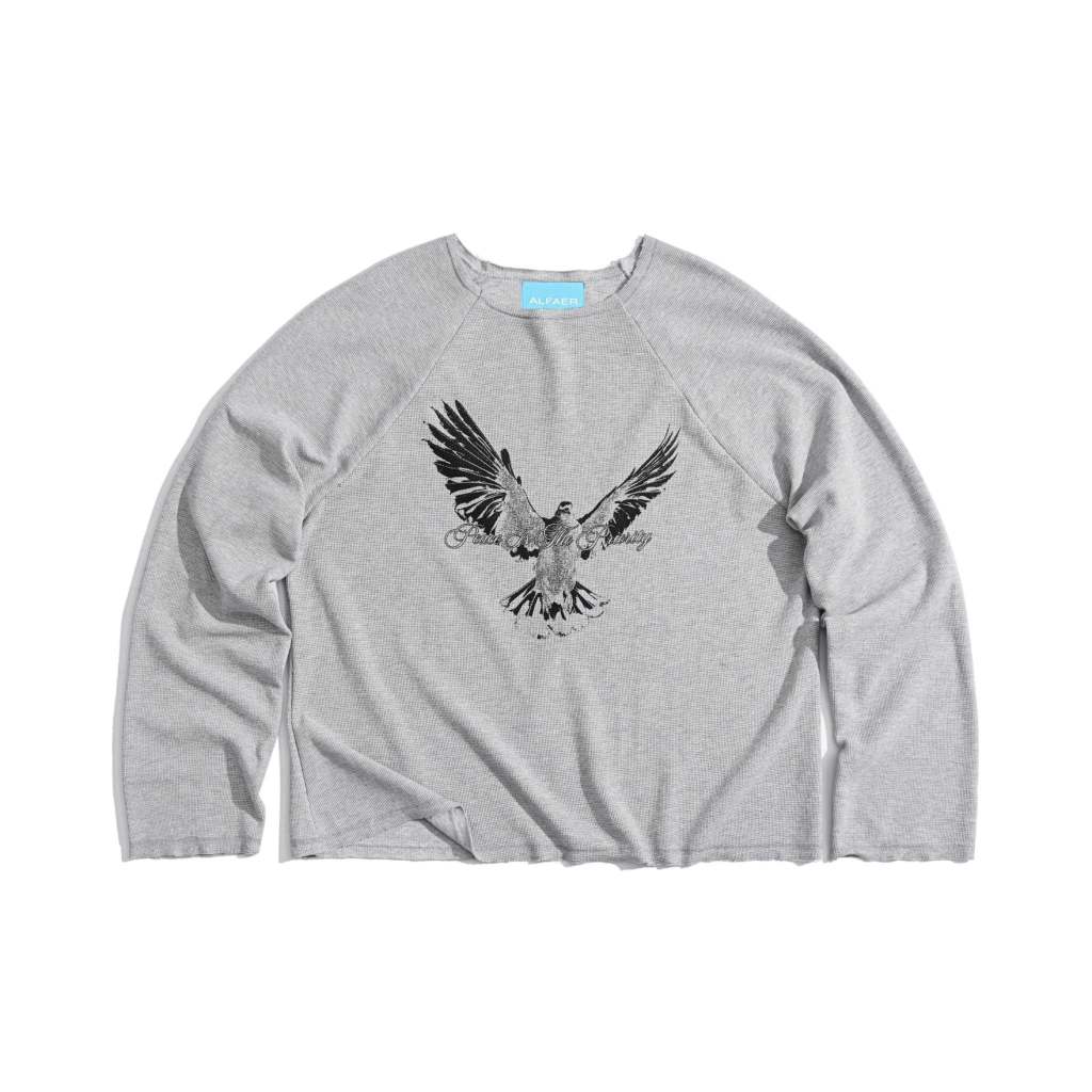 ÁO "ALFAER" DOVE RAGLAN WAFFLE LONGSLEEVE T-SHIRT - LIGHT GREY