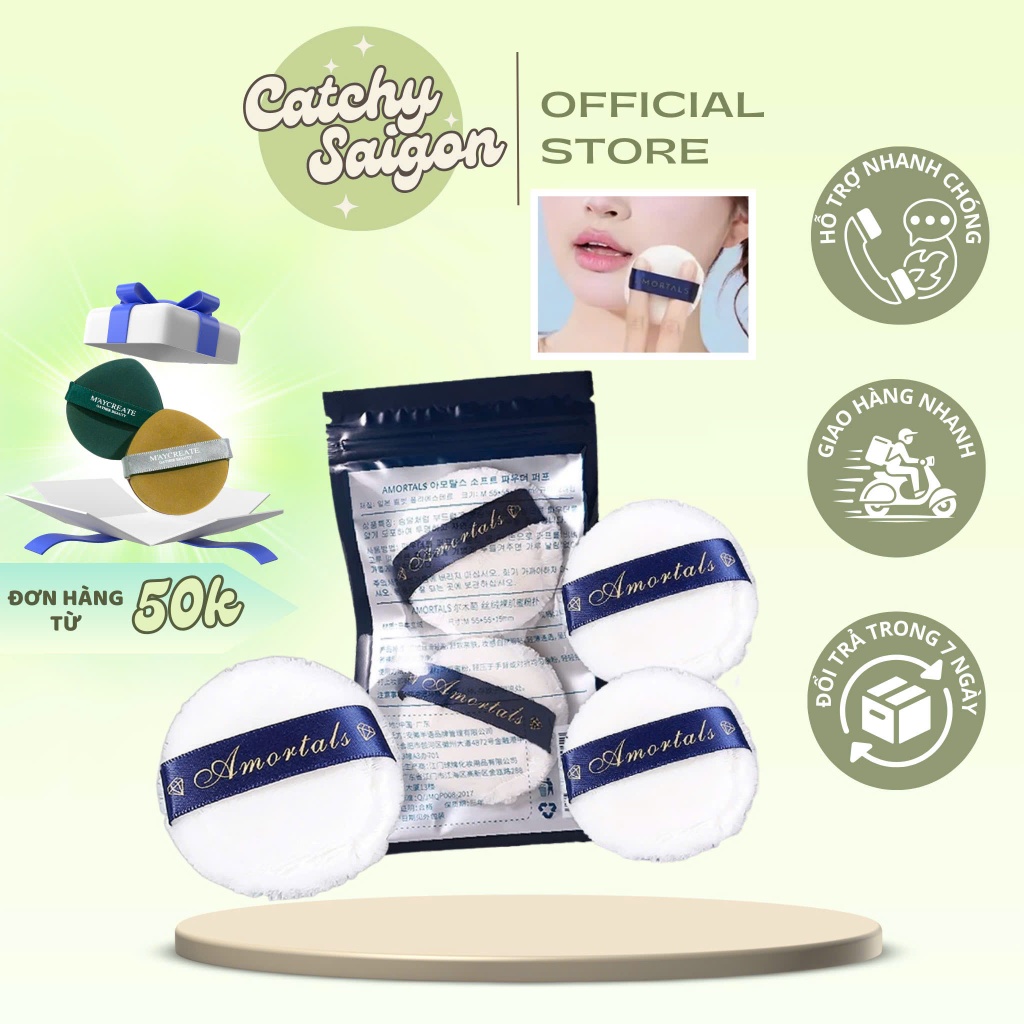 [AMORTALS] Bông Phủ Phấn AMORTALS Mềm Mịn Cotton Size Lớn, Finishing Powder Puff