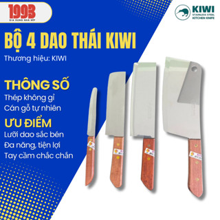 Bộ dao thái kiwi 4 món cán gỗ, dao thái lan làm bếp siêu sắc bén tiện dụng - Gia Dụng Nhà Bếp 1933