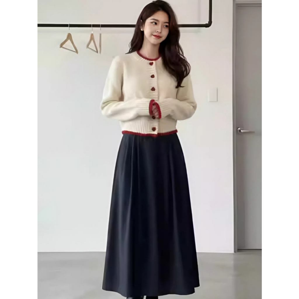 Áo Cardigan Len Nữ FMStyle Dáng Lửng Cúc Tim – Phối Viền Dễ Thương, Ấm Áp, Chuẩn Style Hàn