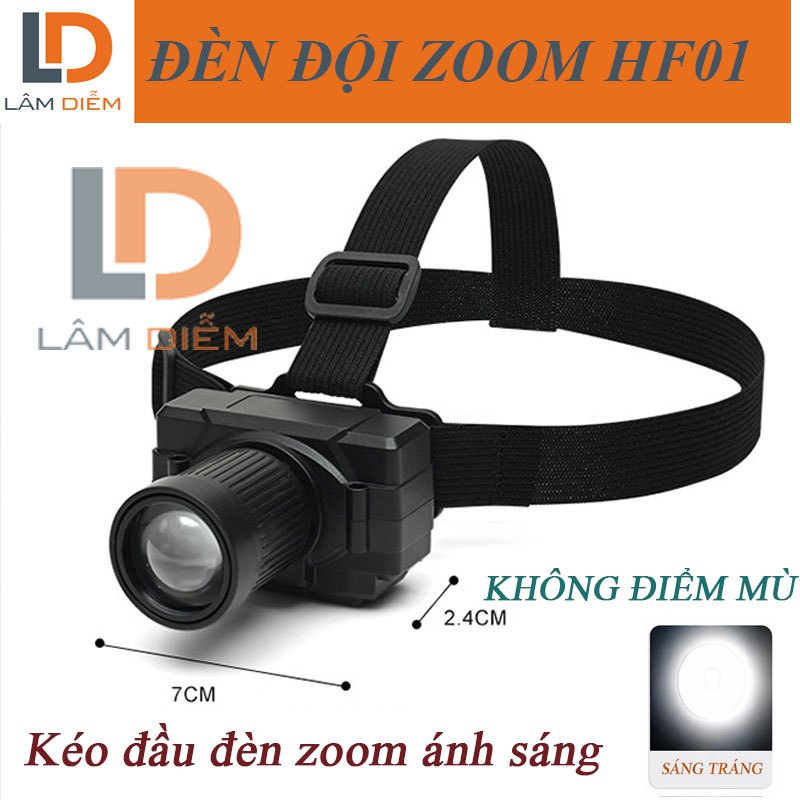 Đèn pin đội đầu lấy rái tai siêu sáng zoom ánh sáng led lazer không điểm mù HF01- PL03 - PL05