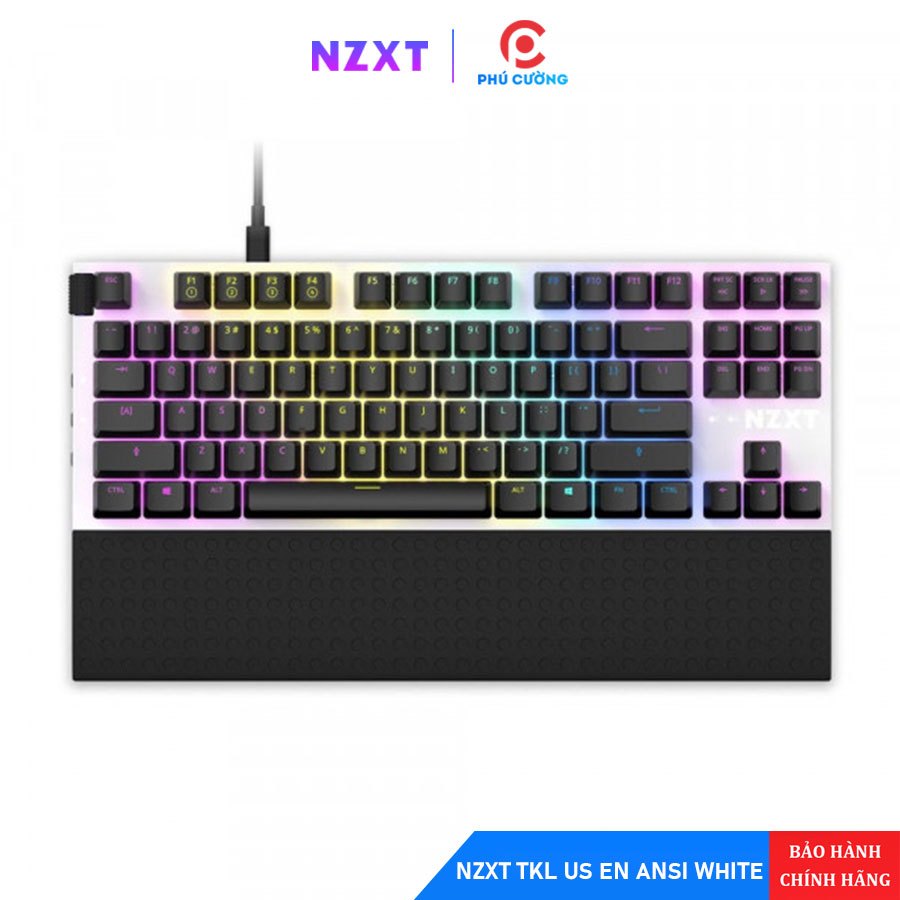 Bàn Phím Cơ NZXT Function TKL White - Red Switch, Hot-Swap, Led RGB, KB-1TKUS-WR Chính Hãng