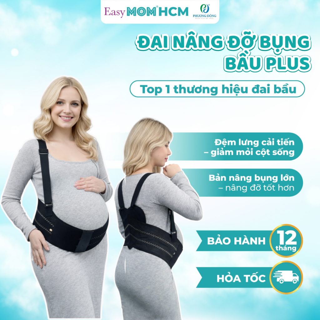 [HỎA TỐC HCM]Đai nâng đỡ bụng bầu Easy MOM PLUS  giảm đau lưng, co giãn 4 chiều thoáng khí, thoải má