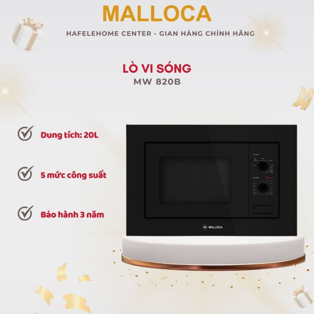 Lò vi sóng âm tủ Malloca MW-820B - Gọn Gàng, Phù Hợp Tủ Bếp Hiện Đại