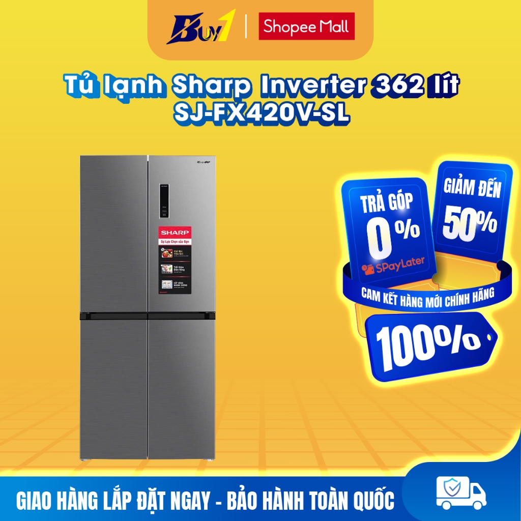 SJ-FX420V-SL - Tủ lạnh Sharp Inverter 362 lít SJ-FX420V-SL - Hàng chính hãng