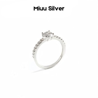 Nhẫn bạc nữ Miuu Silver đính đá 4 trấu viền đá vuông