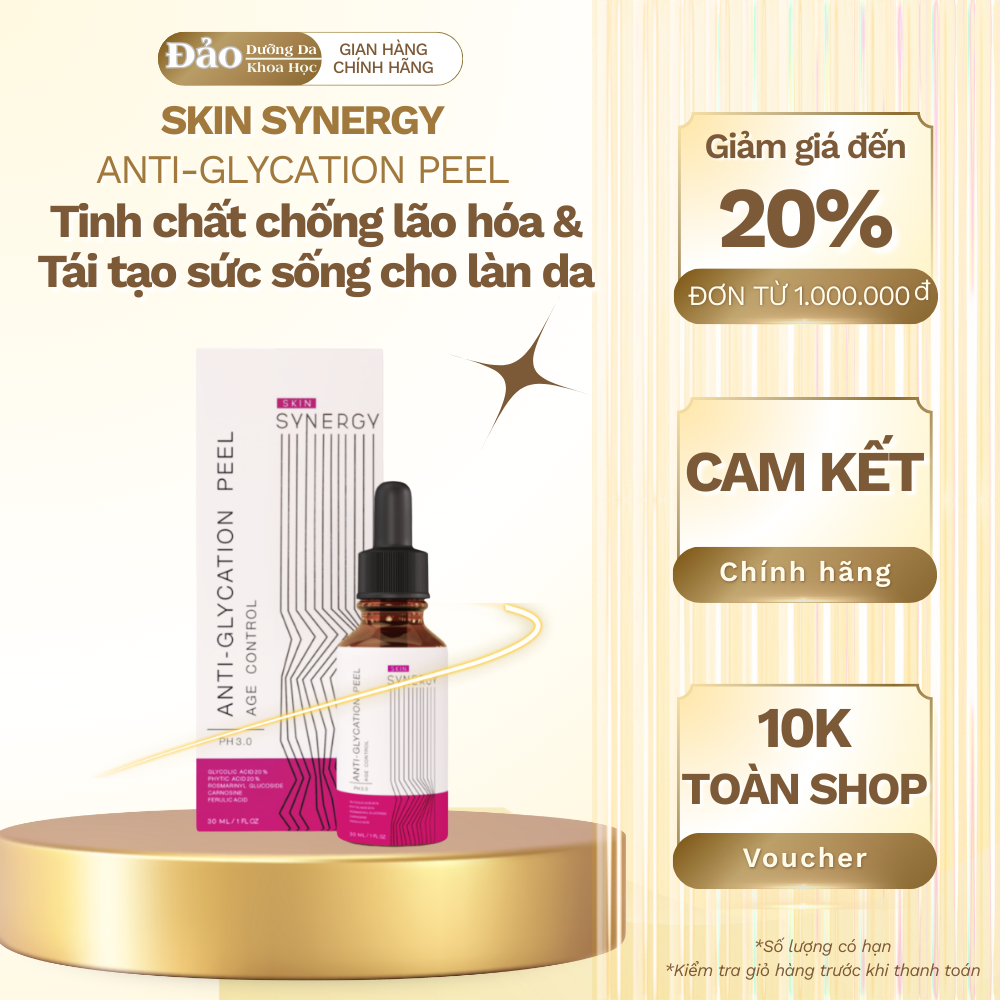 Tinh chất peel Skin Synergy Anti-Glycation Peel giúp tái tạo da và phục hồi sức sống da 30ml