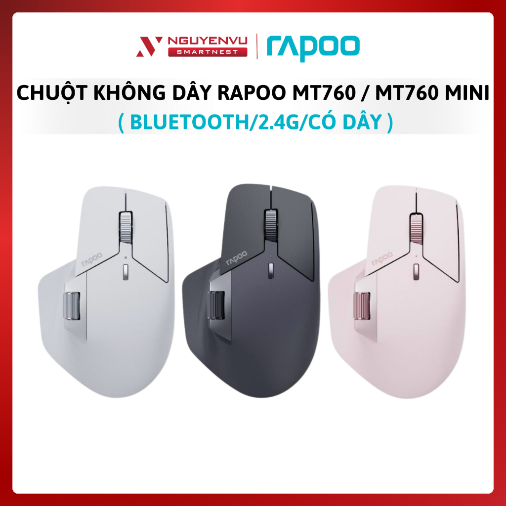 Chuột Không Dây Rapoo MT760 - Bluetooth/2.4G/Có dây, Kết nối tối đa 5 thiết bị | Hàng chính hãng - B