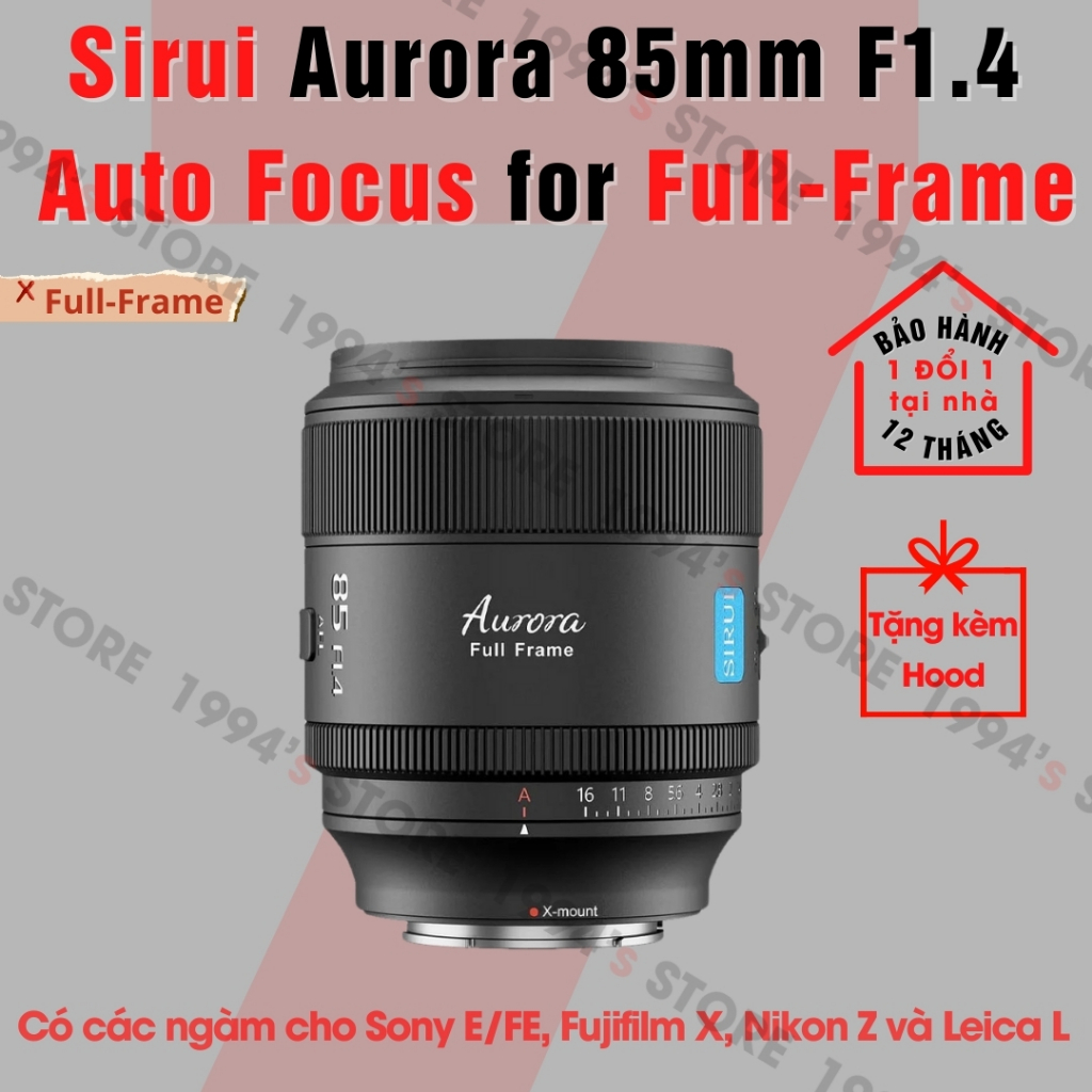 Ống kính Sirui Aurora 85mm F1.4 AF chuyên chụp chân dung xóa phông cho Full-Frame Sony FE, Nikon Z, 