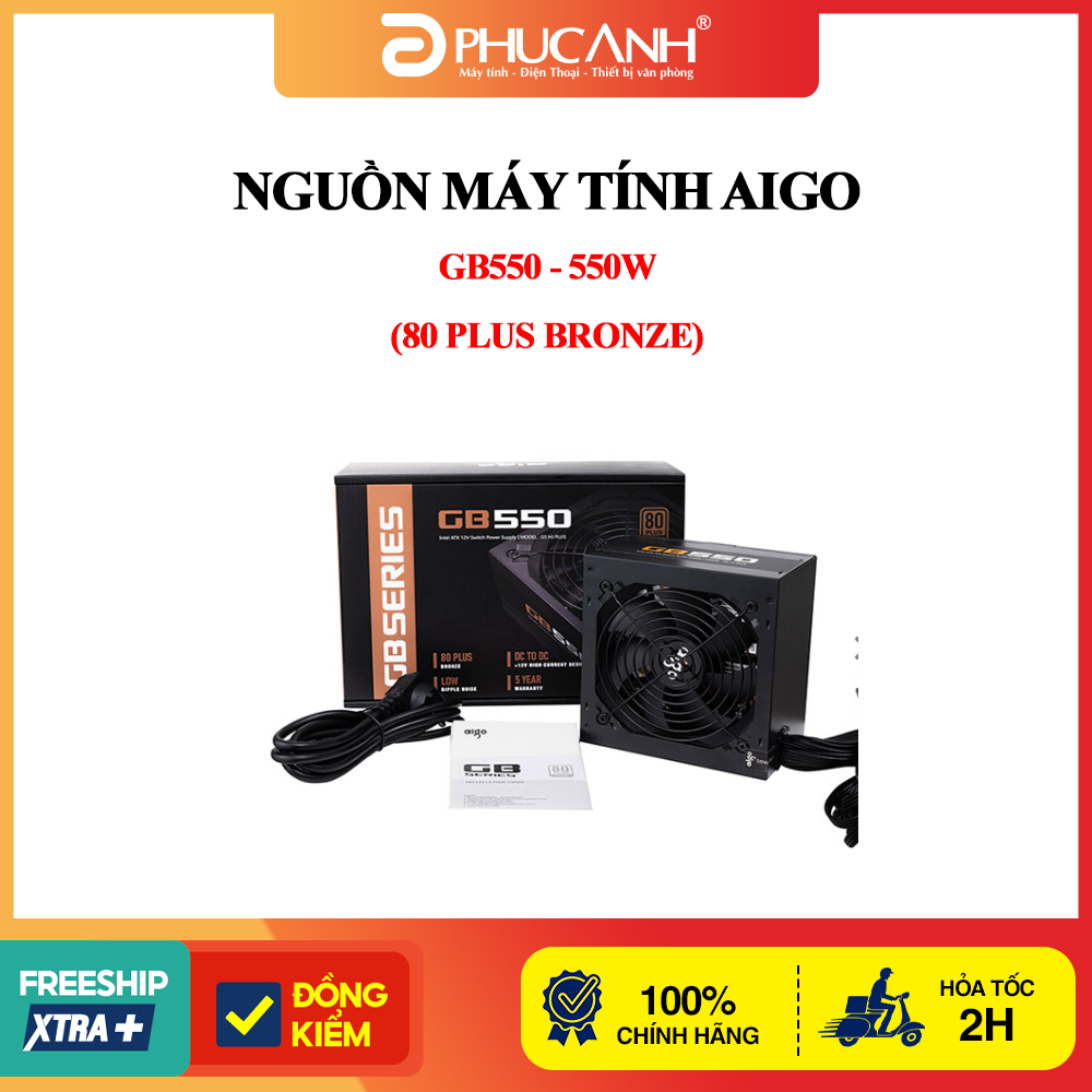 Nguồn máy tính Aigo GB550 - 550W (80 Plus Bronze)