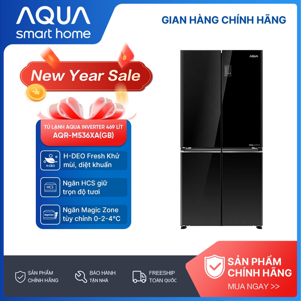 Tủ lạnh Aqua Inverter 469 lít Multi Door AQR-M536XA(GB) - Freeship toàn quốc - Bảo hành 2 năm
