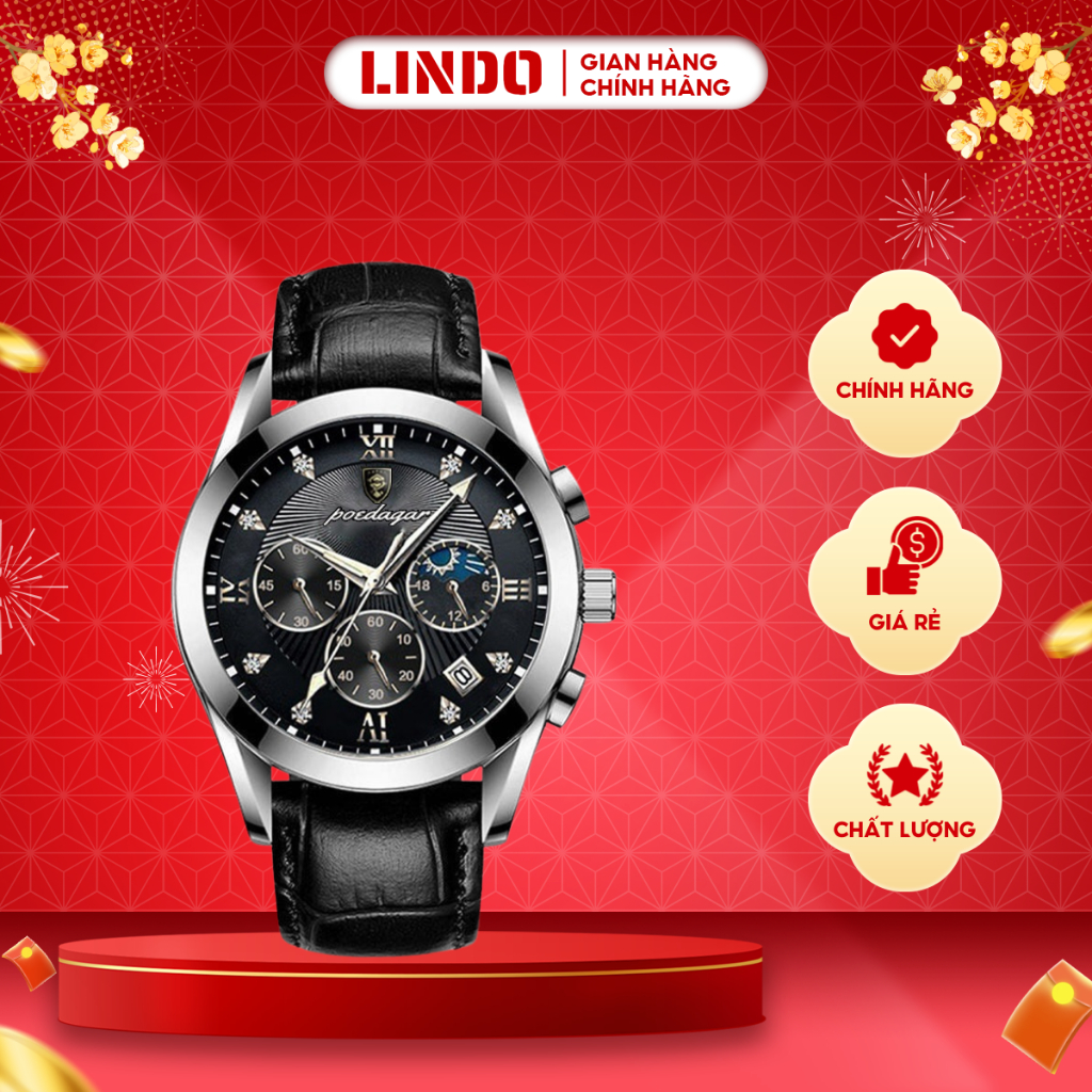 Đồng Hồ Nam Chống Nước Tốt Với Mặt Kính Cong Nổi Bật Có Nhiều Màu Để Lựa Chọn POEDAGAR P820 | BigBuy360 - bigbuy360.vn