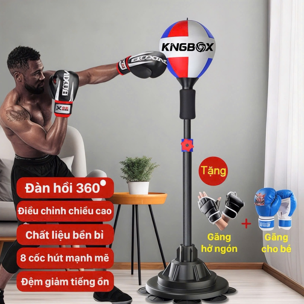 Trụ Đấm Bốc Tự Cân Bằng Trẻ em Trụ Vững Chắc, Trụ Boxing Luyện Tập Phản Xạ Điều Chỉnh Độ Cao Phù Hợp