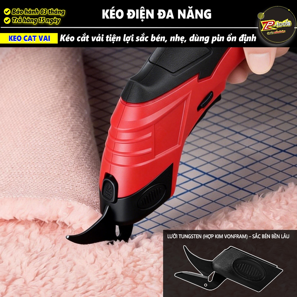 Kéo Cắt Vải GGG - Bìa giấy bằng Điện Pin Lithium Cầm Tay Tiện Lợi