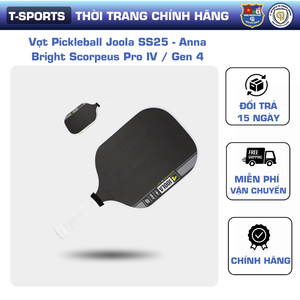 Vợt Pickleball Joola SS25 - Anna Bright Scorpeus Pro IV / Gen 4 - 14mm và 16mm  - Thiết Kế Tối Ưu