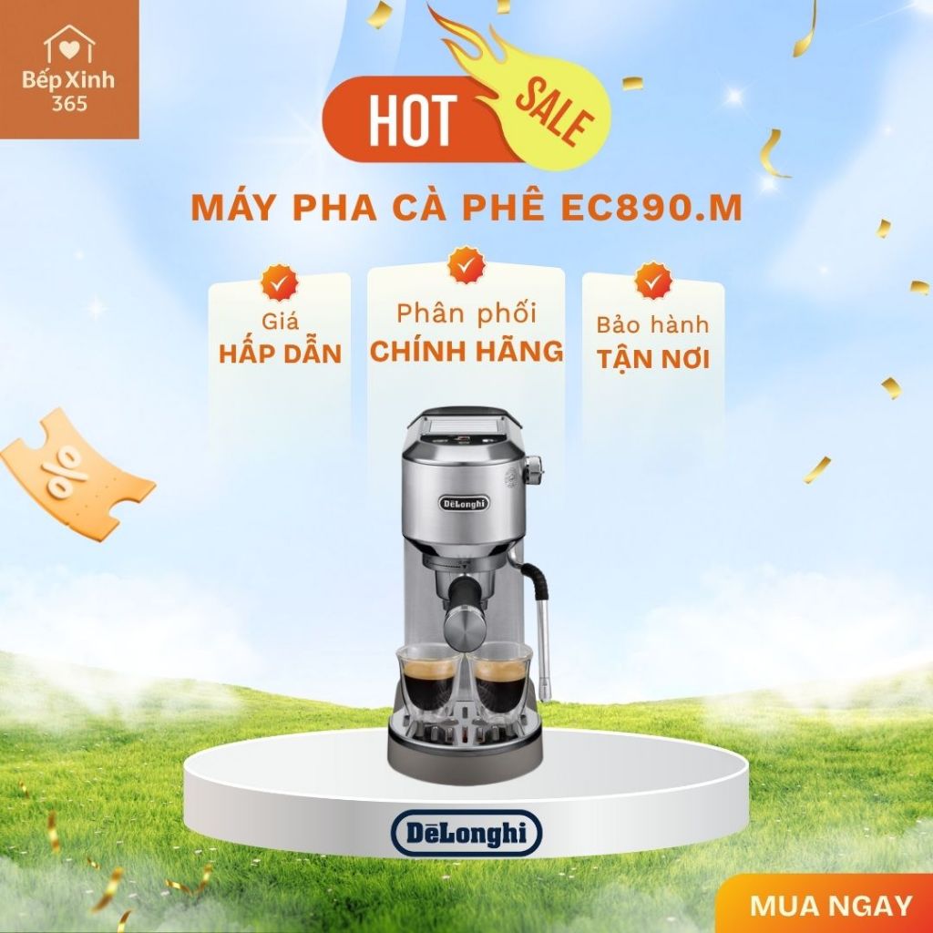 Máy pha cà phê espresso DeLonghi Dedica Duo EC890.M – Thiết Kế Mỏng Gọn, Chuẩn Espresso Ý