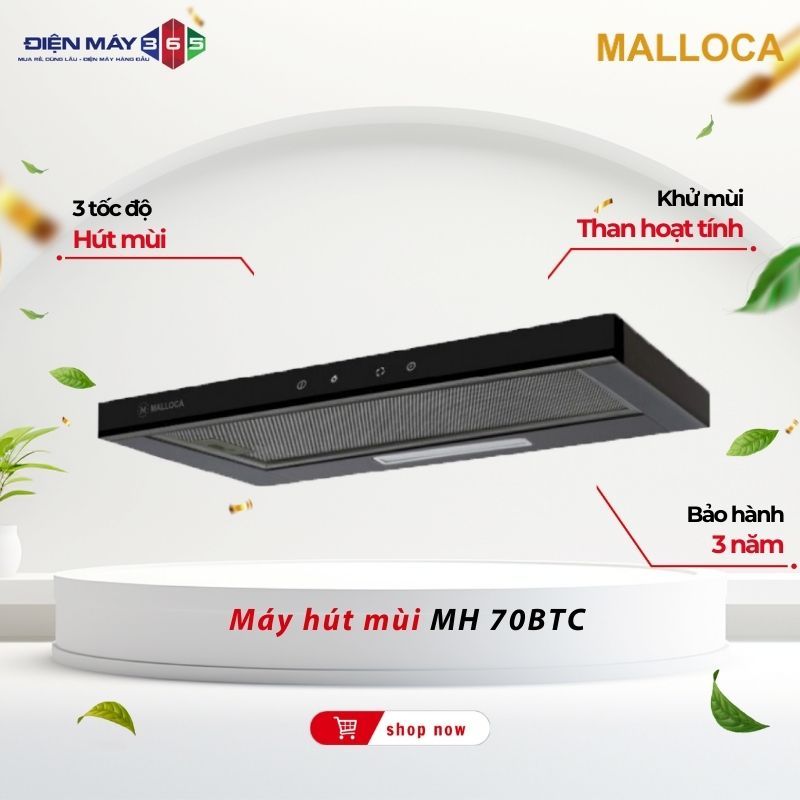 Máy hút khói khử mùi âm tủ Malloca MH 70BTC - Chính Hãng, Phù Hợp Tủ Bếp Hiện Đại