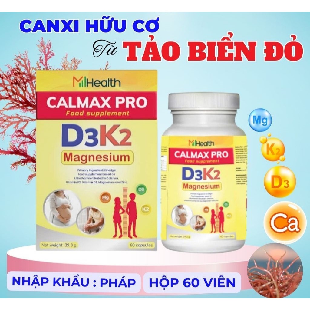 Viên uống Mhealth Calmaxpro D3K2 bổ sung canxi, vitamin  D3K2 - Hỗ trợ xương răng chắc khoẻ
