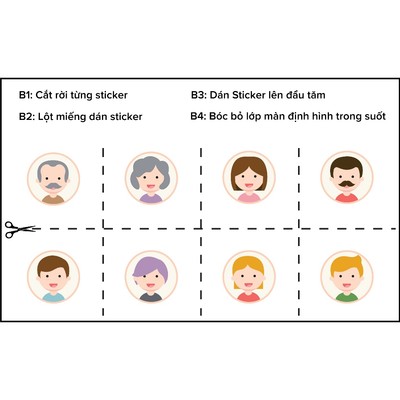 Sticker dán đầu tăm nước Maxcare phân biệt người sử dụng (Bố, Mẹ, Con, Ông, Bà)