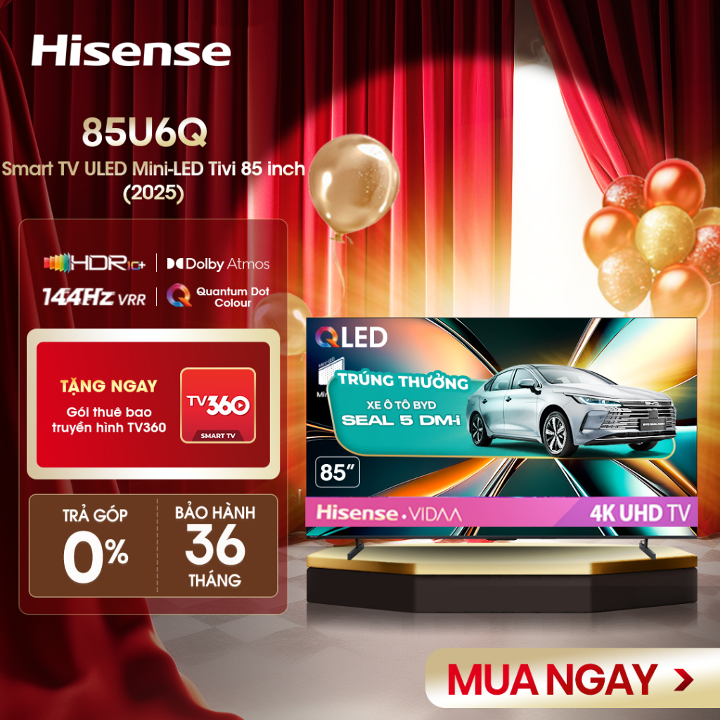 |Miễn phí vận chuyển| Smart Tivi Hisense 85 inch ULED Mini-LED 85U6Q, Lắp Đặt Toàn Quốc