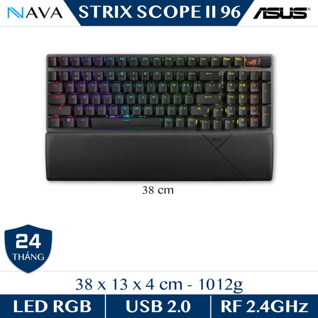 ASUS ROG STRIX SCOPE II 96 Wireless – Bàn Phím Cơ NX Snow | ABS | Màu Đen