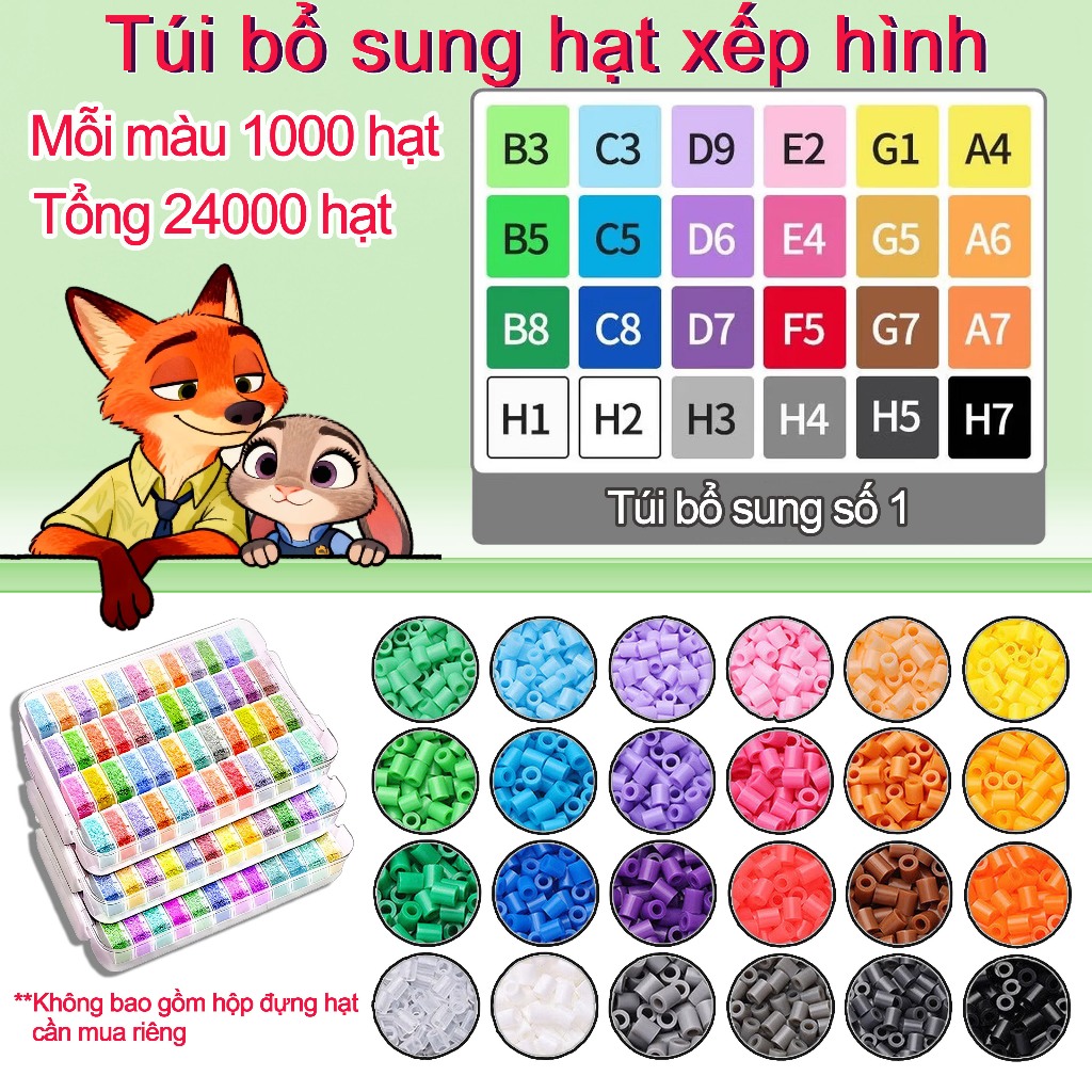 【Túi bổ sung hạt xếp hình 2.6mm】24.000 hạt bóng mịn cao cấp - 240g + QUÀ TẶNG hộp đựng chuyên dụng