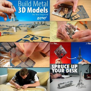 Mô hình 3D kim loại lắp ráp Kiến trúc nổi tiếng tháp Eiffel, nhà thờ Đức bà Paris, Cầu tháp Luân Đôn [Chưa lắp]