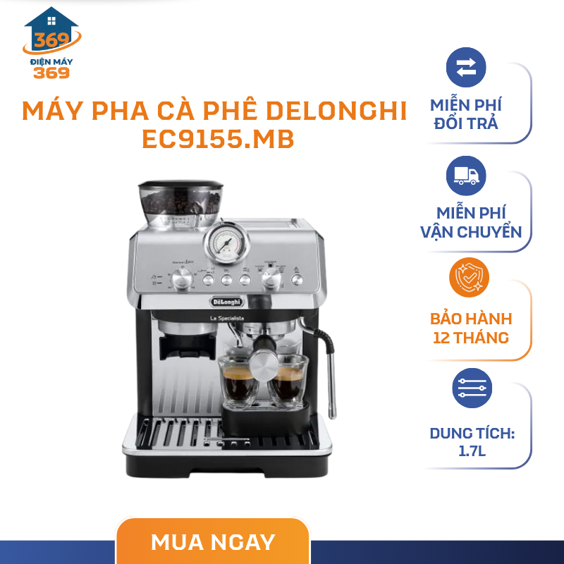 Máy Pha Cà Phê Espresso DeLonghi La Specialista Arte EC9155 - 3 Mức Điều Chỉnh Nhiệt - SMC