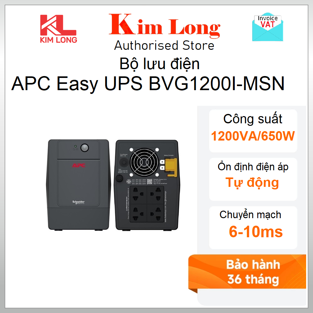 Bộ lưu điện UPS APC 650W - 1200VA Bảo vệ quá tải, ngắn mạch, quá nhiệt - Công nghệ LINE INTERACTIVE