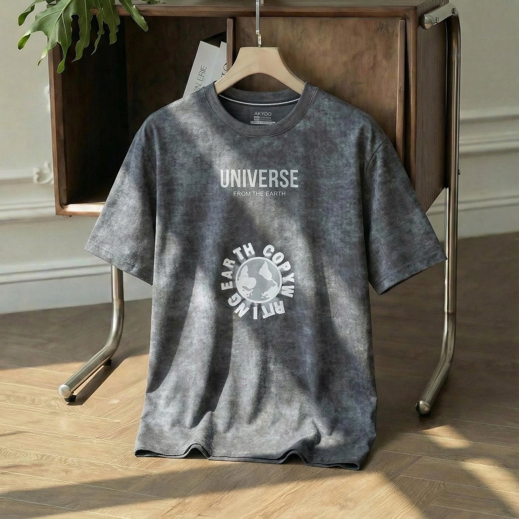 Áo Thun Nam Big Size 80-140kg AKYOO Chất Cotton Dành Cho Người Mập Co Giãn - AT L XAM