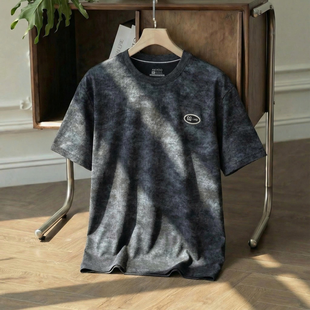 Áo Thun T-Shirt Nam Big Size 80-140kg AKYOO Form Rộng Thun Cotton Co Giãn - AT L DEN