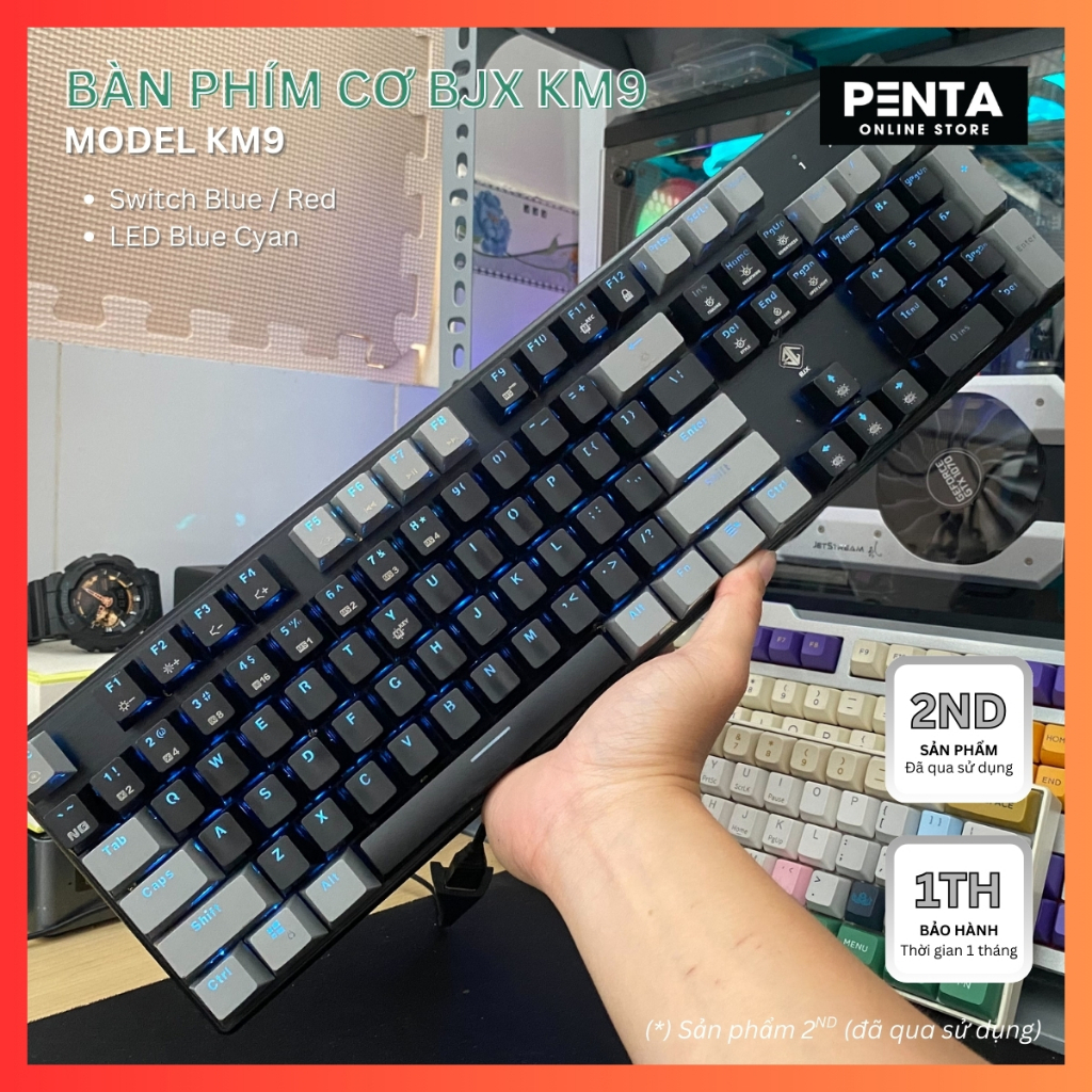 Bàn phím cơ BJX KM9, bàn phím chơi game 2ND thanh lý, có đèn led, hoạt động tốt, không loạn liệt