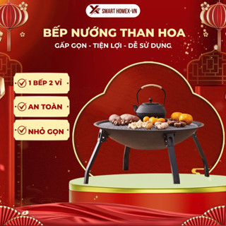 Bếp nướng than hoa gấp gọn, dùng trong nhà và ngoài trời, thiết kế tiện lợi, phù hợp mang đi dã ngoại – picnic
