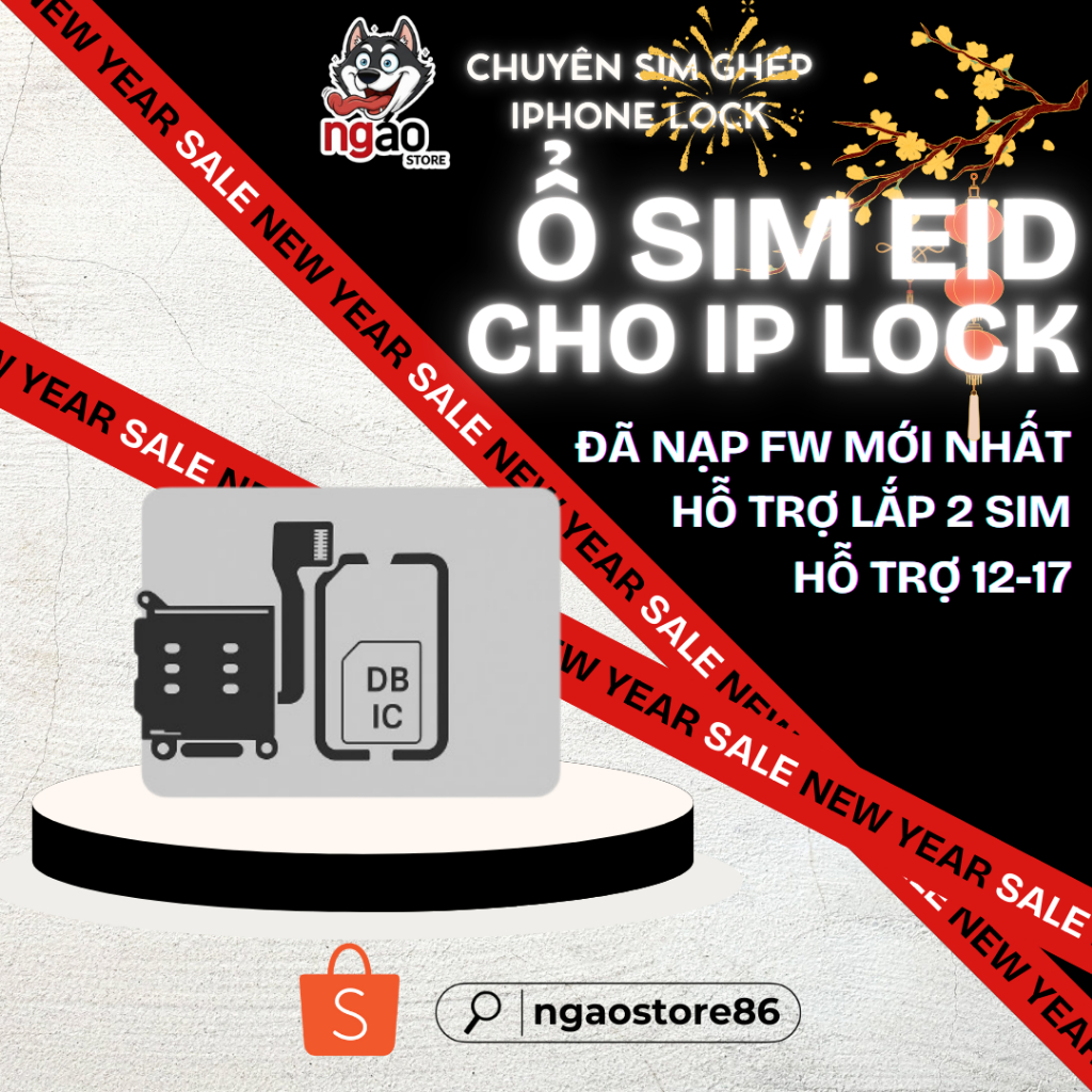 Ổ SIM EID - Tích Hợp Sẵn Sim Ghép - Có Thể Lắp 2 SIM Không Cần Sim Ghép - Hỗ trợ dòng máy 12-17