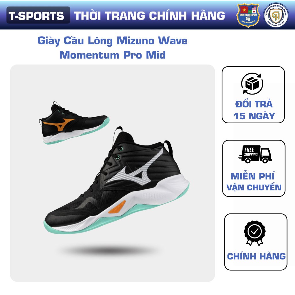 Giày Cầu Lông Mizuno Wave Momentum Pro Mid - Giày Cổ Mid Chuyên Nghiệp, Hấp Thụ Lực & Hoàn Trả Năng 
