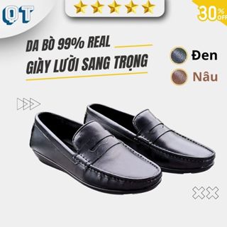 Giày Lười Mọi Nam Da Bò Thật Giày Da Nam Đế Cao Su Khâu Chắc Chắn Lót Thoáng Khí Thiết Kế Êm Ái