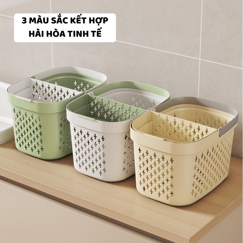 Giỏ Đựng Đồ Dùng Phòng Tắm ENODA HOME, Giỏ Nhựa Đựng Đồ Đa Năng Có Quai Xách Di Động Thoát Nước Tiện Lợi Q045 | BigBuy360 - bigbuy360.vn