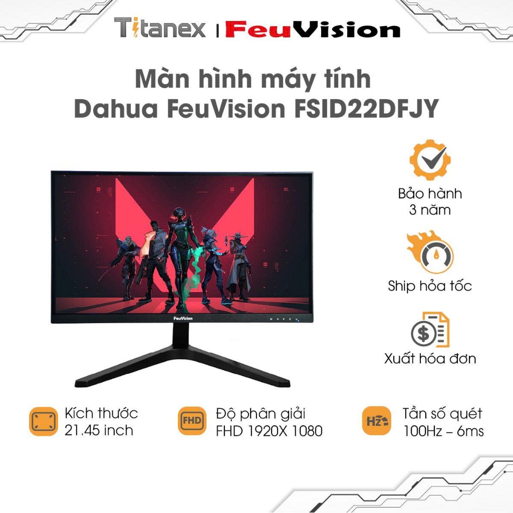 Màn hình máy tính Dahua FeuVision FSID22DFJY 22 inch – IPS, 100Hz, viền mỏng, chính hãng, Full VAT